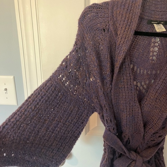 Nanette Lepore Swing Time Coatigan Cardigan Small Purple Knit Mohair EUC - Picture 2 of 5